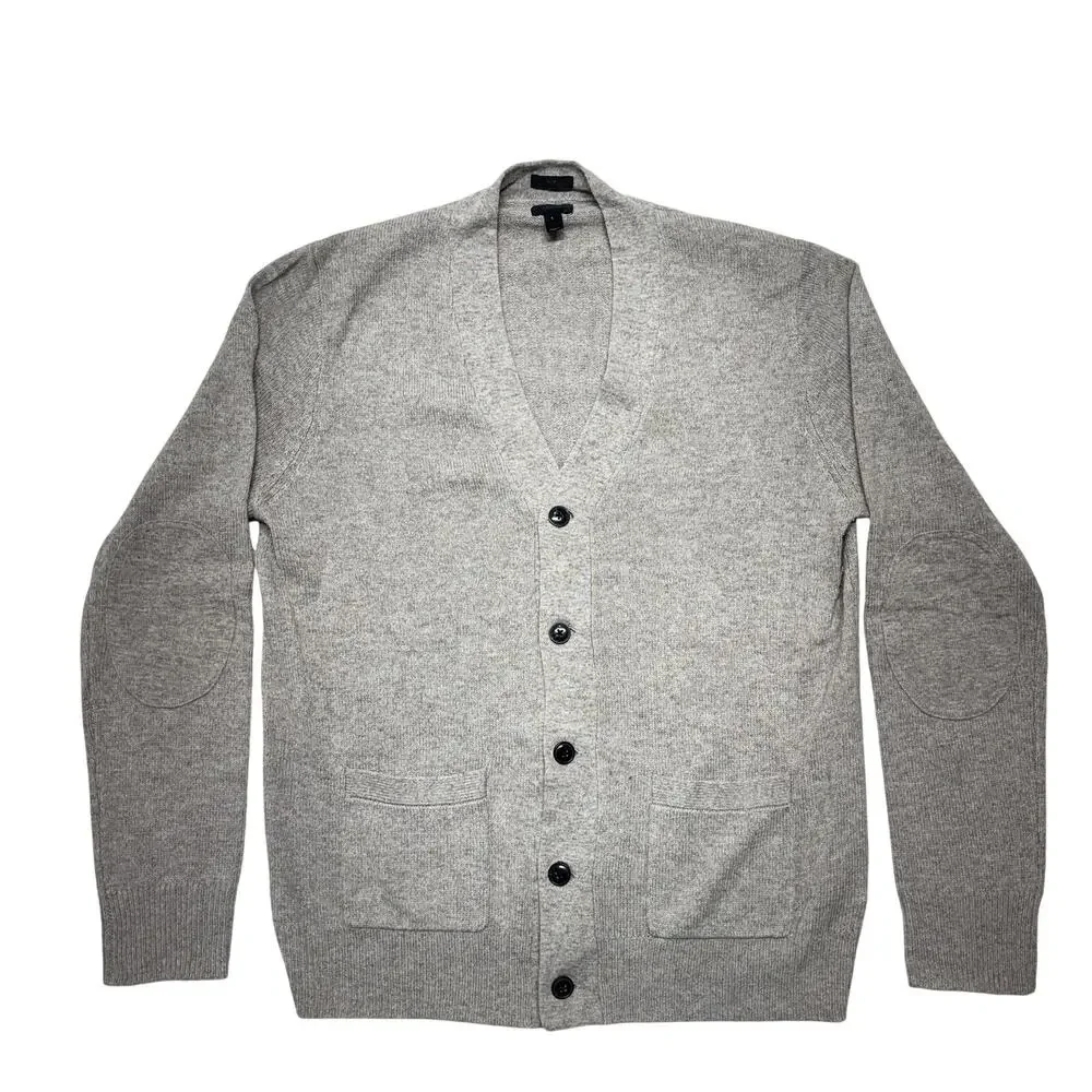 J. Crew Cardigan Large Mens Gray Merino Wool Blend Slim Softspun Sweater E0511